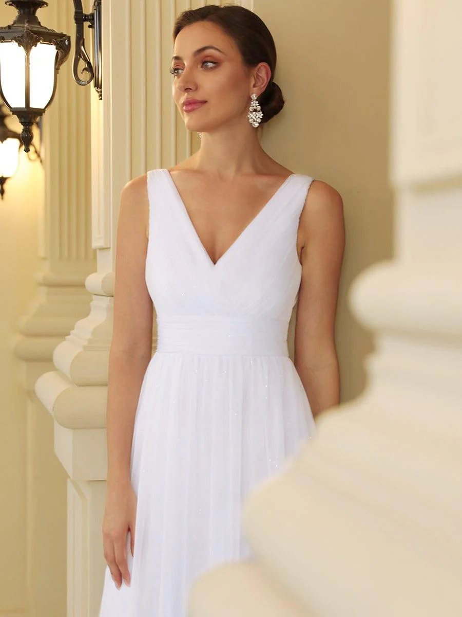 ever STERLING|Maxi Double V Neck Floor Length Sparkly Wedding Guest Dress - Image 51