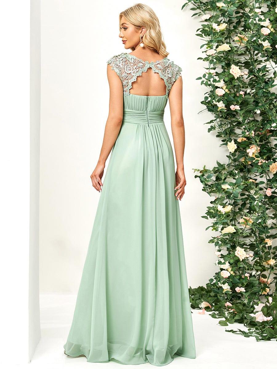 Flattering A-Line Chiffon Lace Evening Dress for Wedding with Cap Sleeve(Final Sale) - Image 104