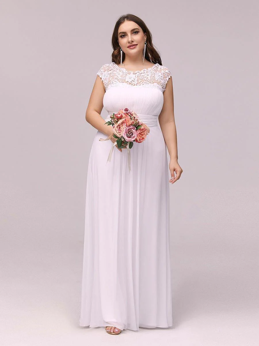 Flattering A-Line Chiffon Lace Evening Dress for Wedding with Cap Sleeve(Final Sale) - Image 117