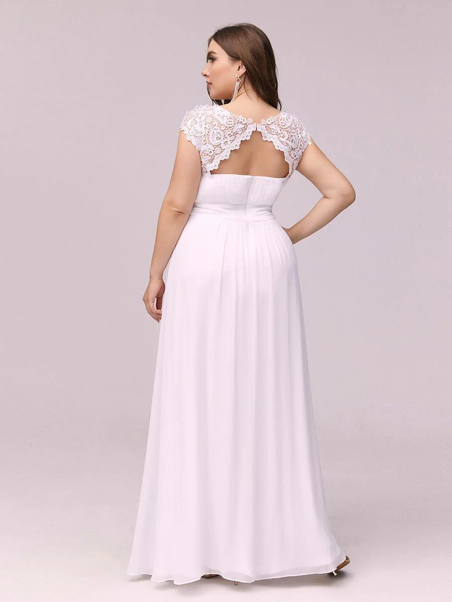 Flattering A-Line Chiffon Lace Evening Dress for Wedding with Cap Sleeve(Final Sale) - Image 118