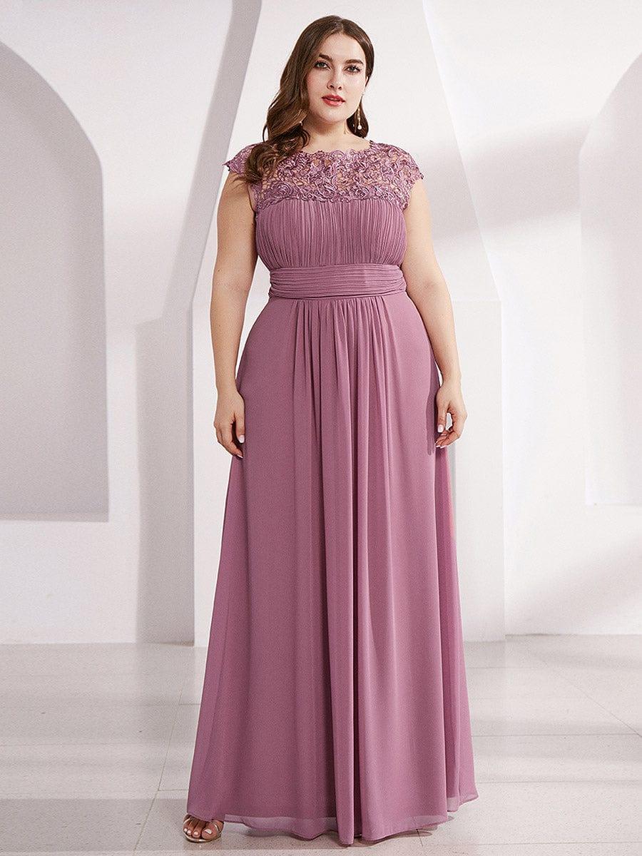 Flattering A-Line Chiffon Lace Evening Dress for Wedding with Cap Sleeve(Final Sale) - Image 17
