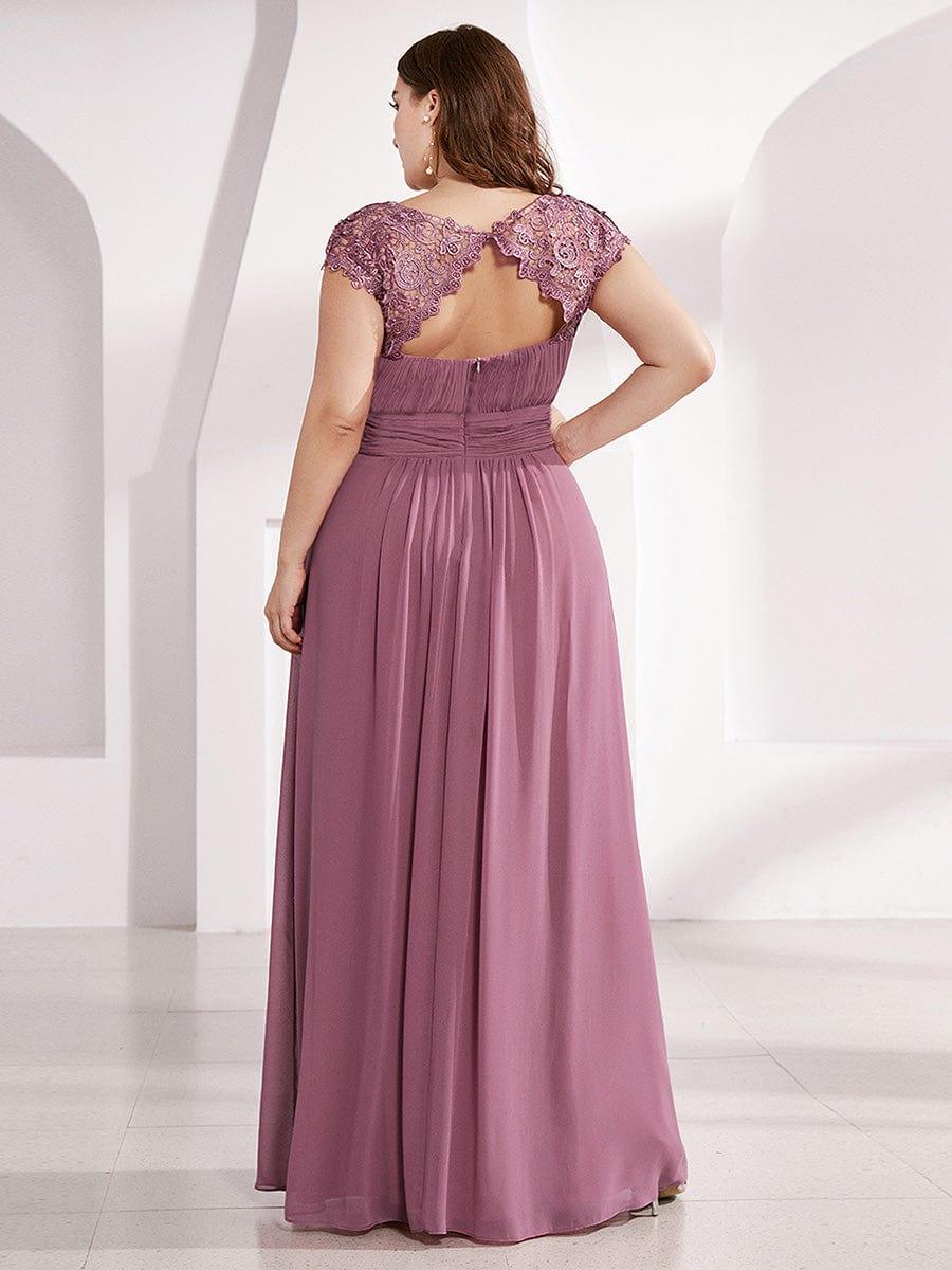 Flattering A-Line Chiffon Lace Evening Dress for Wedding with Cap Sleeve(Final Sale) - Image 18