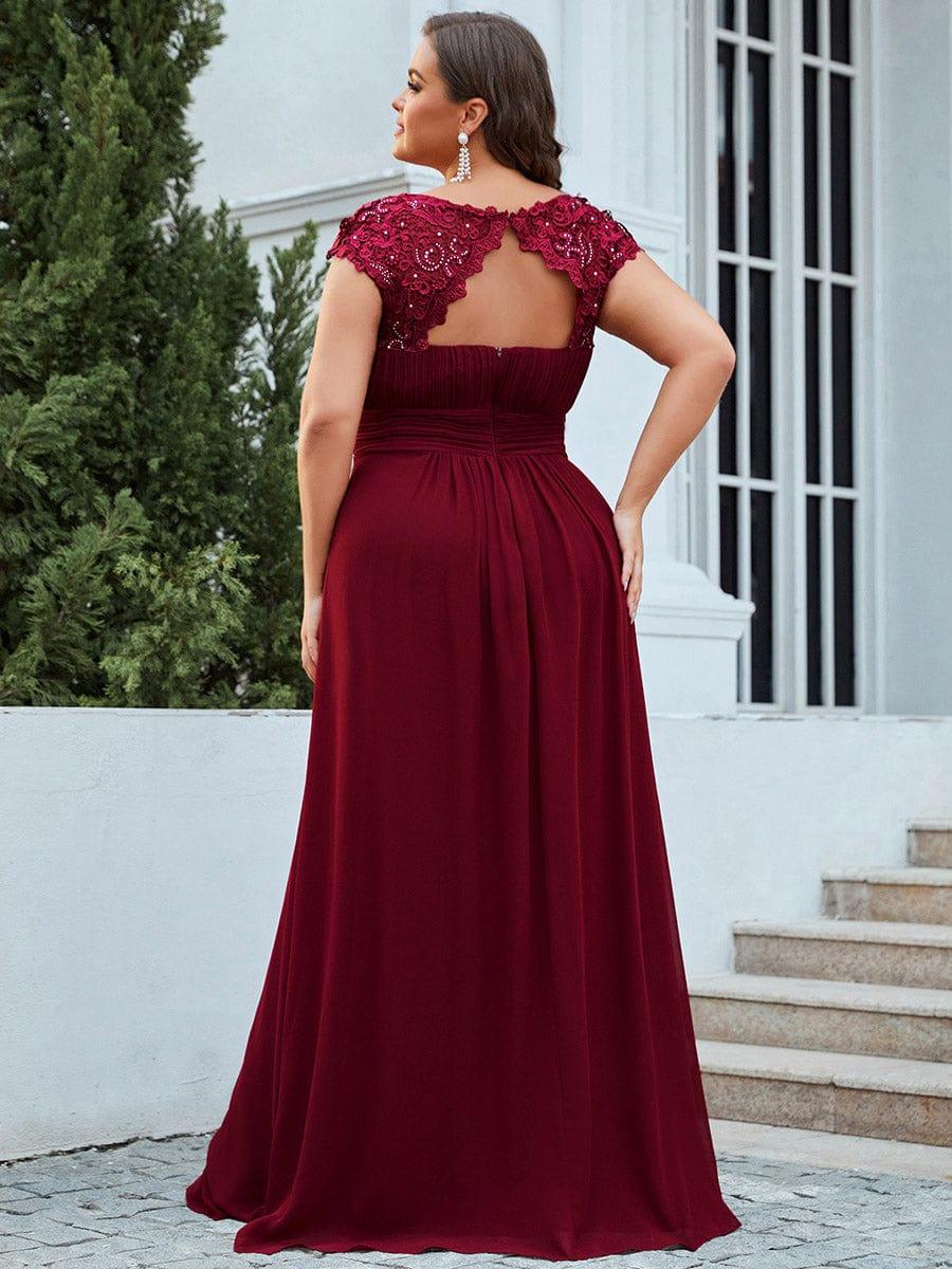 Flattering A-Line Chiffon Lace Evening Dress for Wedding with Cap Sleeve(Final Sale) - Image 24