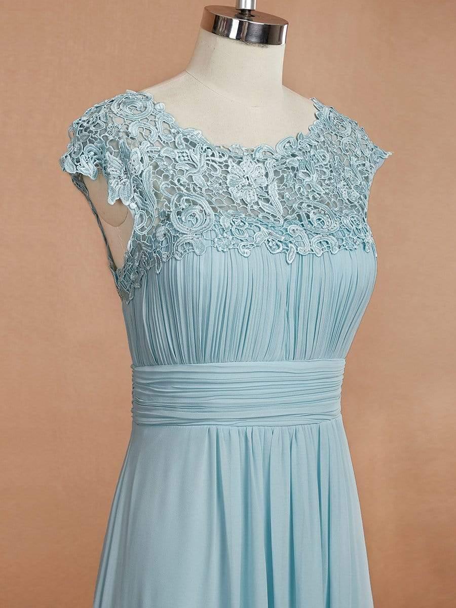 Flattering A-Line Chiffon Lace Evening Dress for Wedding with Cap Sleeve(Final Sale) - Image 32