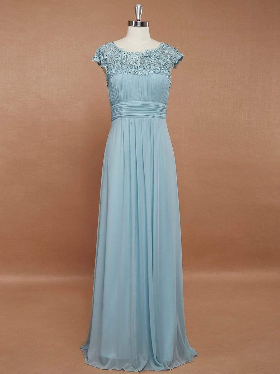 Flattering A-Line Chiffon Lace Evening Dress for Wedding with Cap Sleeve(Final Sale) - Image 33