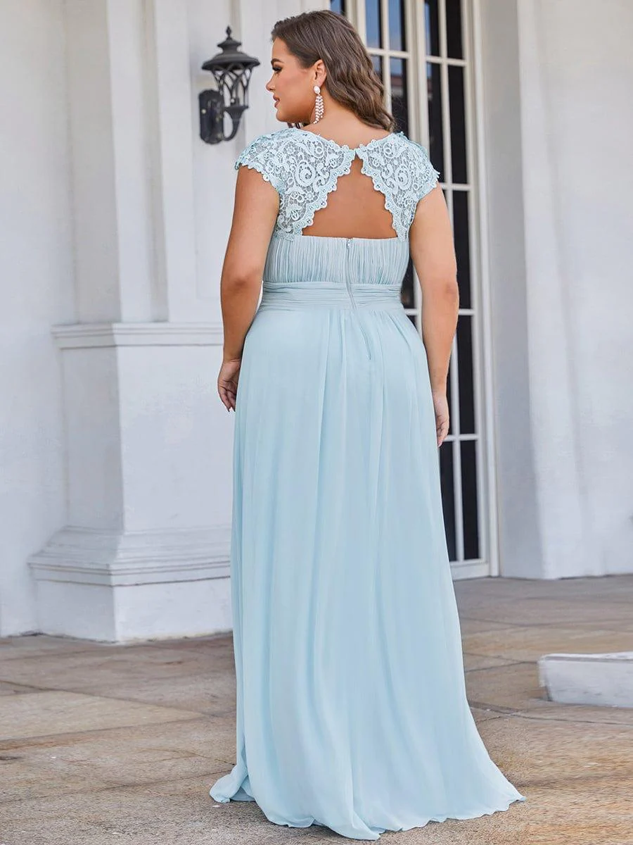 Flattering A-Line Chiffon Lace Evening Dress for Wedding with Cap Sleeve(Final Sale) - Image 35