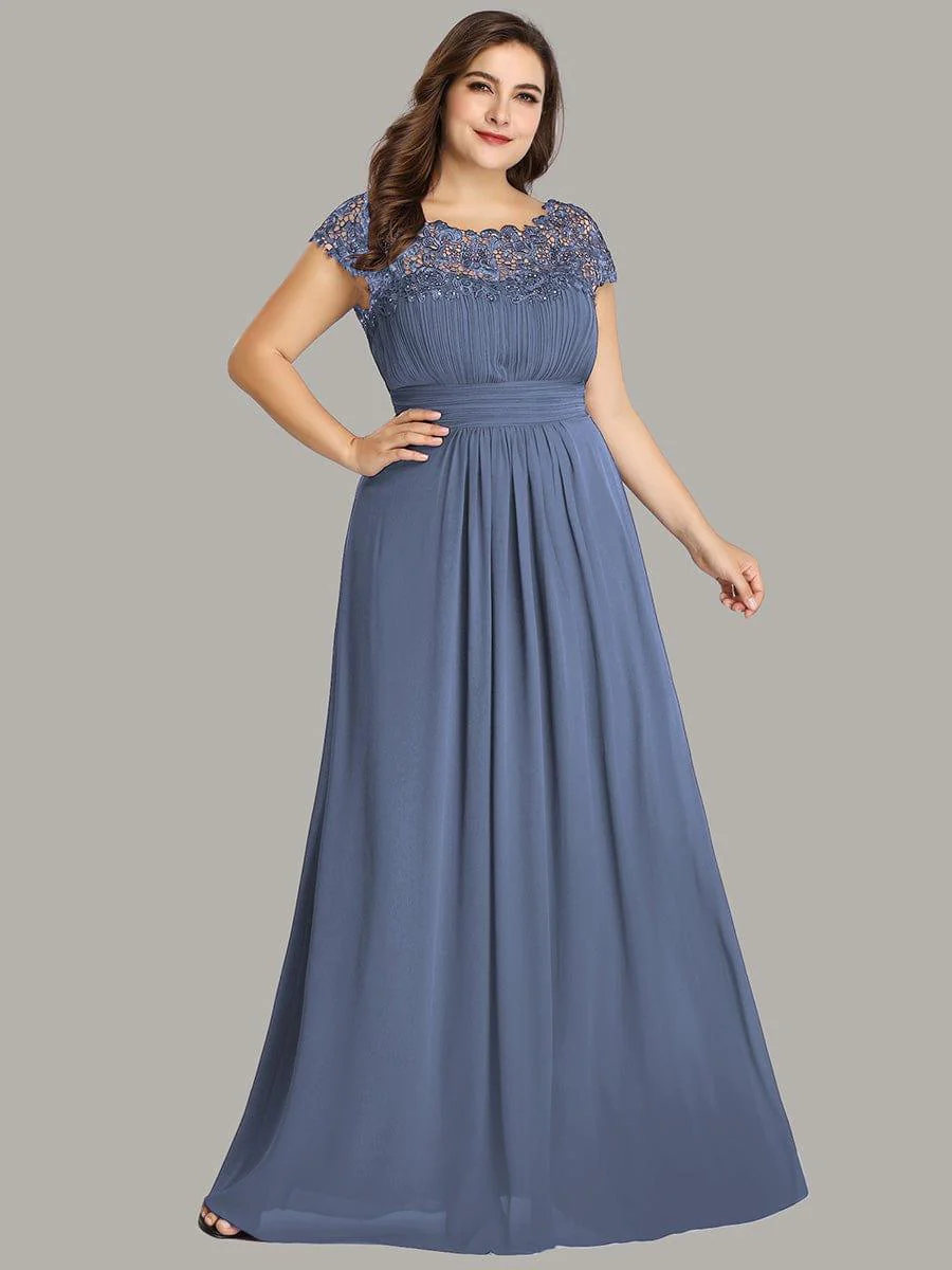 Flattering A-Line Chiffon Lace Evening Dress for Wedding with Cap Sleeve(Final Sale) - Image 41