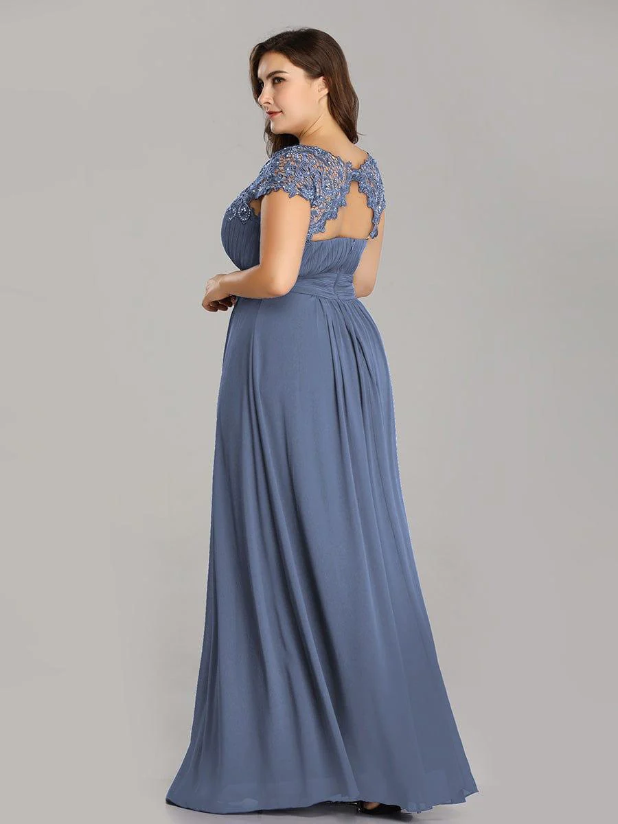 Flattering A-Line Chiffon Lace Evening Dress for Wedding with Cap Sleeve(Final Sale) - Image 42
