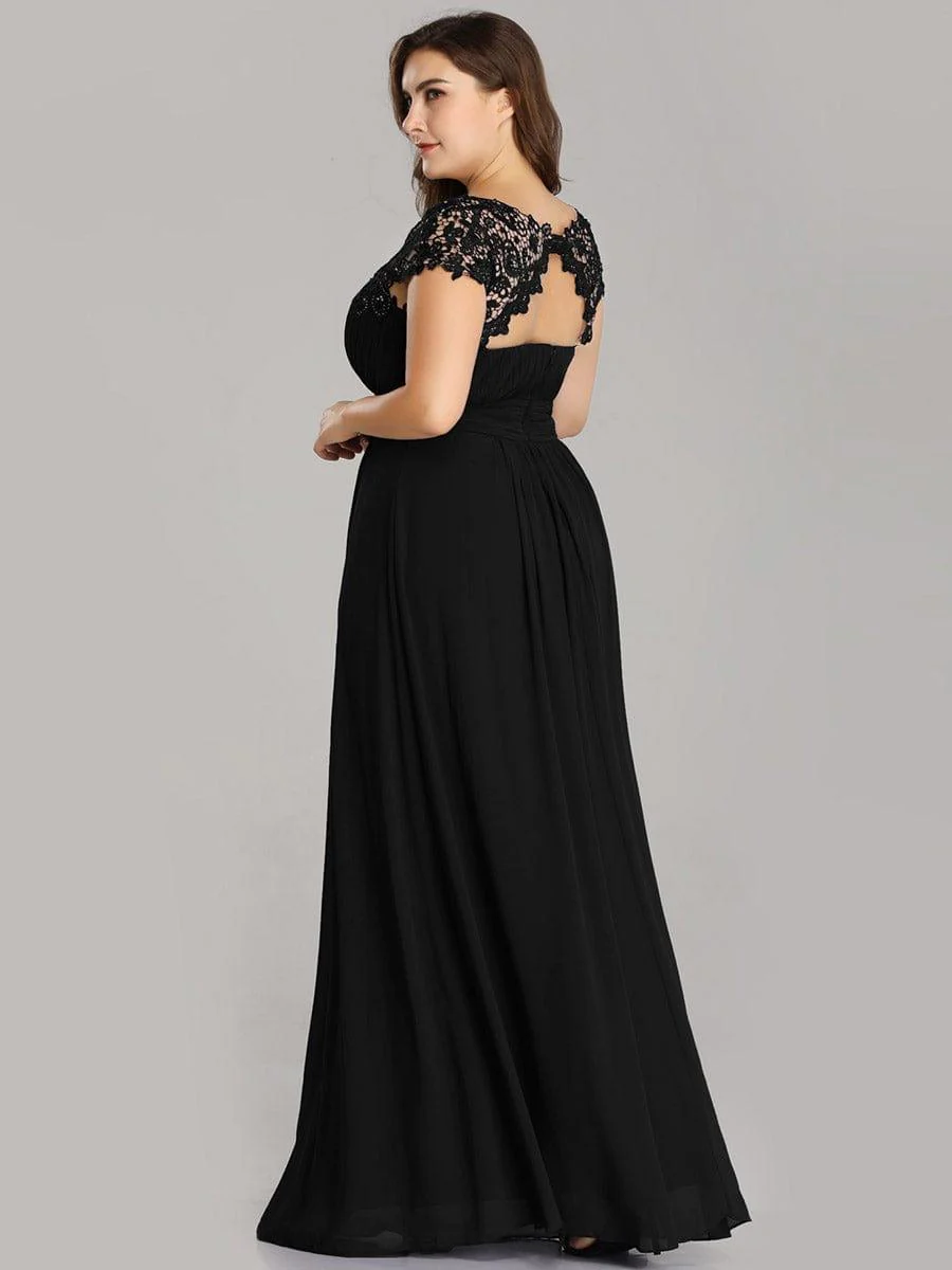 Flattering A-Line Chiffon Lace Evening Dress for Wedding with Cap Sleeve(Final Sale) - Image 65