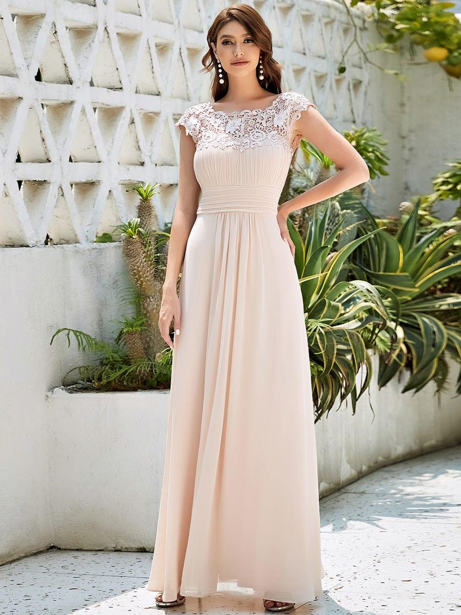 Flattering A-Line Chiffon Lace Evening Dress for Wedding with Cap Sleeve(Final Sale) - Image 66
