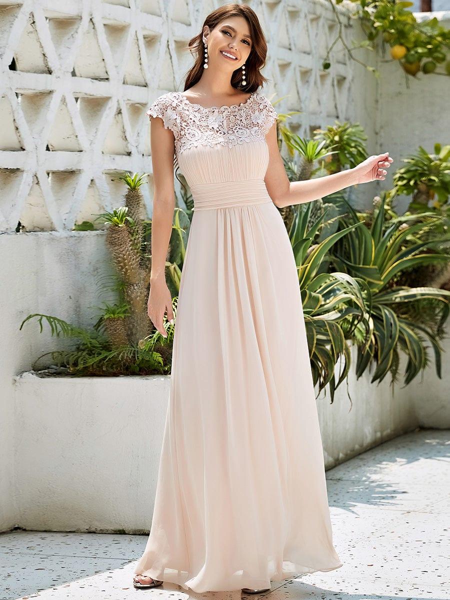 Flattering A-Line Chiffon Lace Evening Dress for Wedding with Cap Sleeve(Final Sale) - Image 69