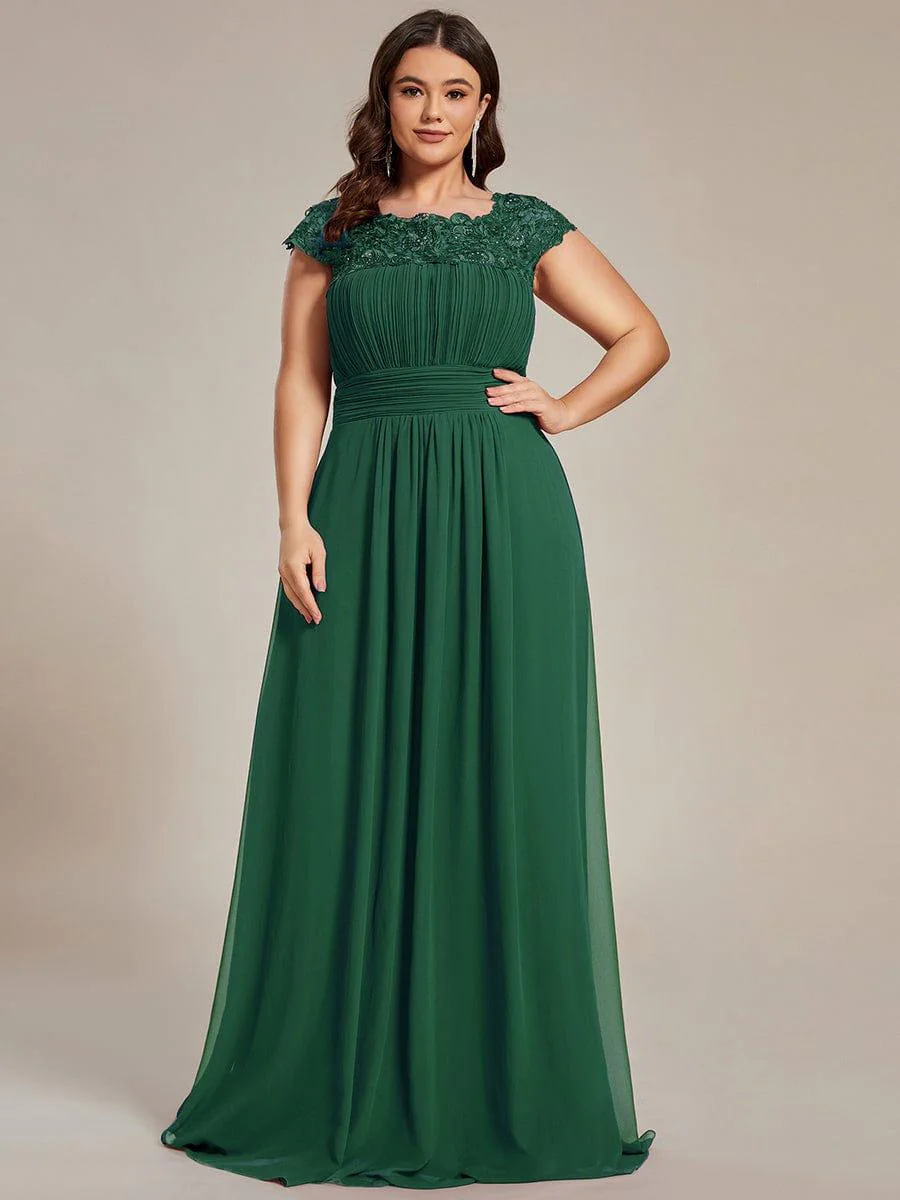 Flattering A-Line Chiffon Lace Evening Dress for Wedding with Cap Sleeve(Final Sale) - Image 82