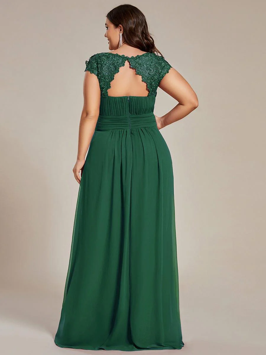 Flattering A-Line Chiffon Lace Evening Dress for Wedding with Cap Sleeve(Final Sale) - Image 83