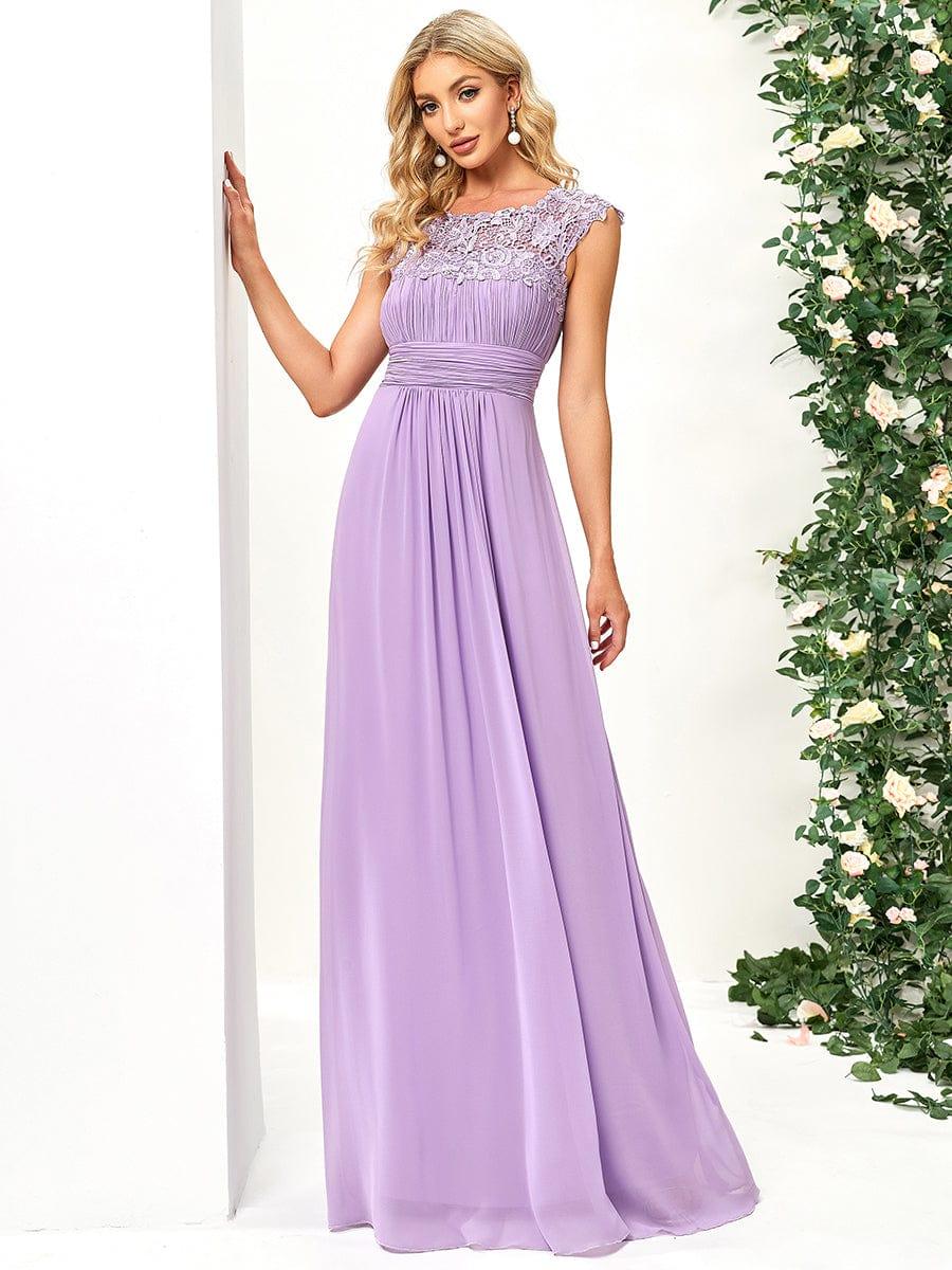 Flattering A-Line Chiffon Lace Evening Dress for Wedding with Cap Sleeve(Final Sale) - Image 96