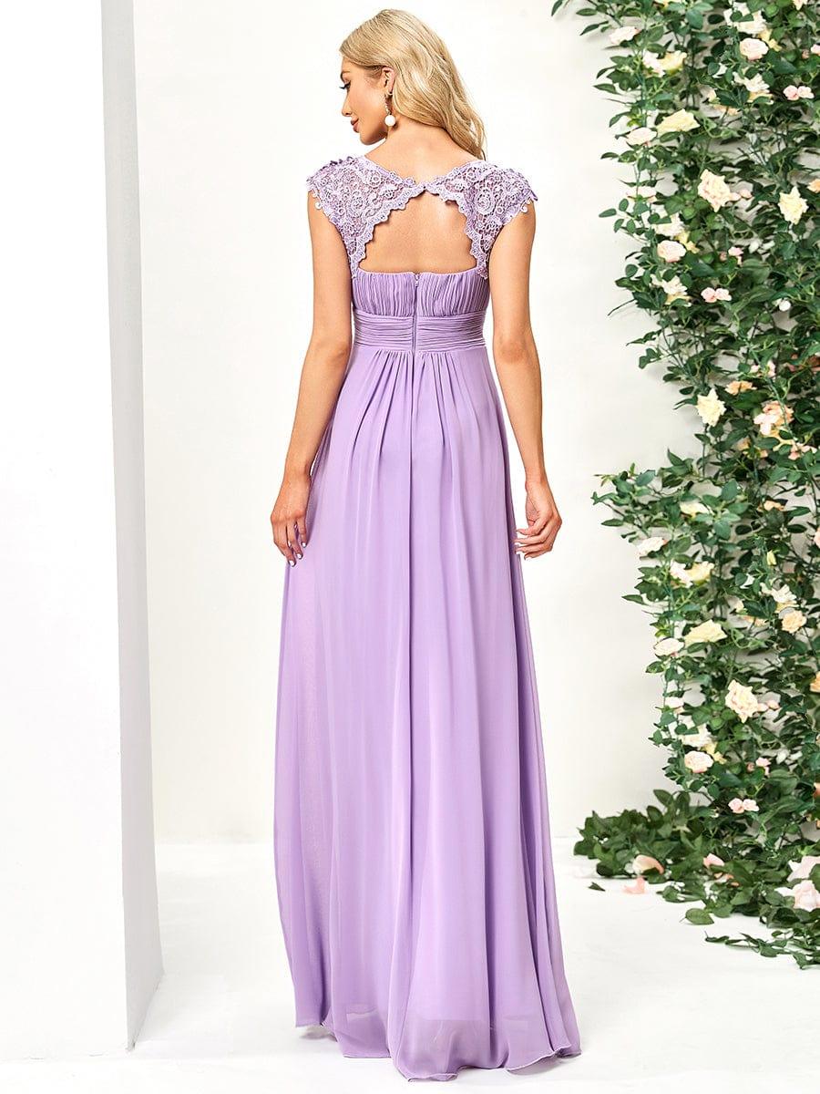 Flattering A-Line Chiffon Lace Evening Dress for Wedding with Cap Sleeve(Final Sale) - Image 97