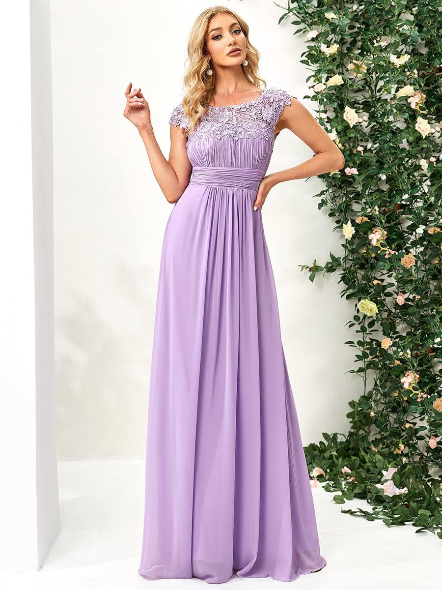 Flattering A-Line Chiffon Lace Evening Dress for Wedding with Cap Sleeve(Final Sale) - Image 99