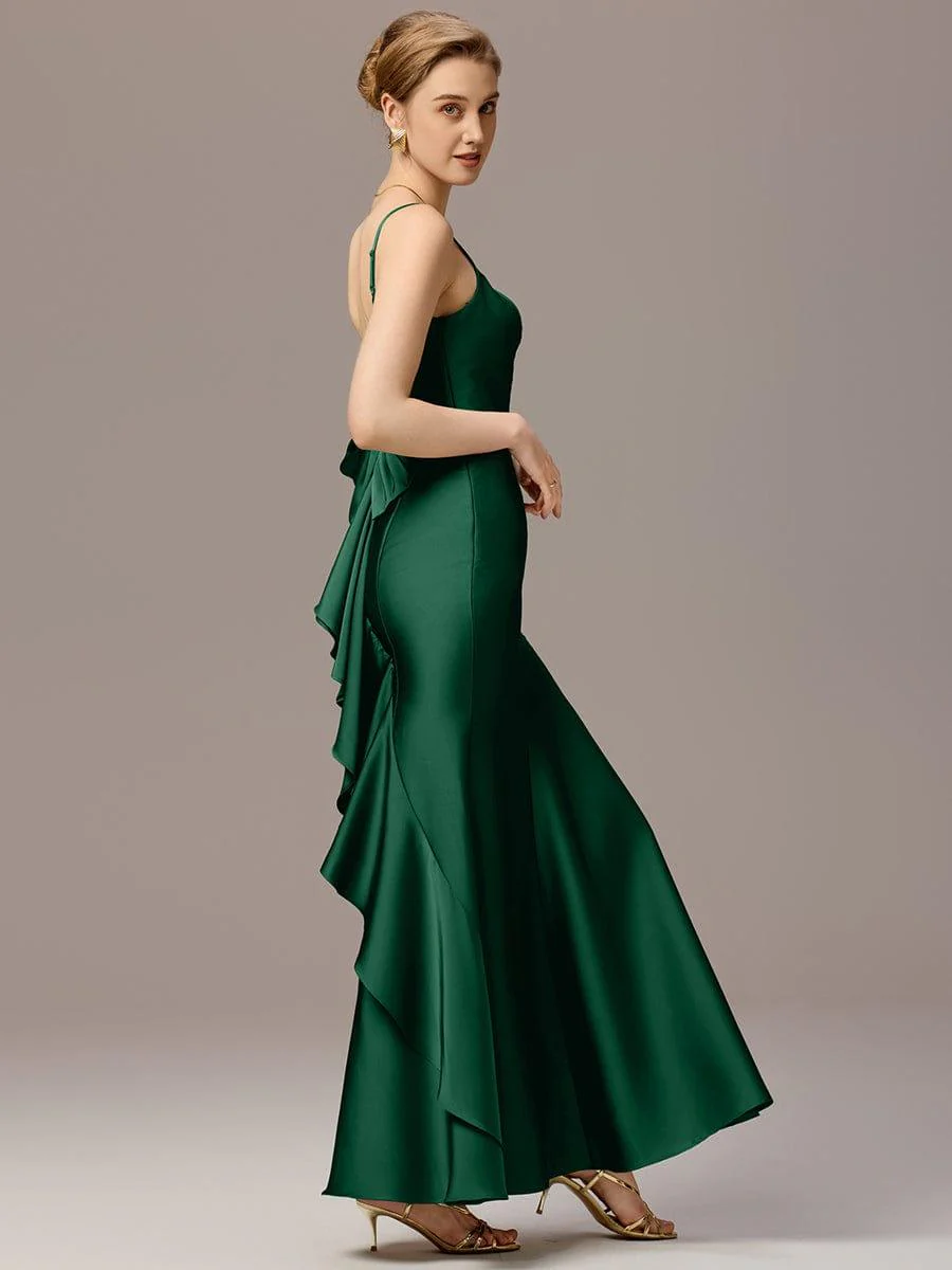 ever BELISSE|Designer Mermaid Bow Ruffled Satin Maxi Bridesmaid Dress - Image 11