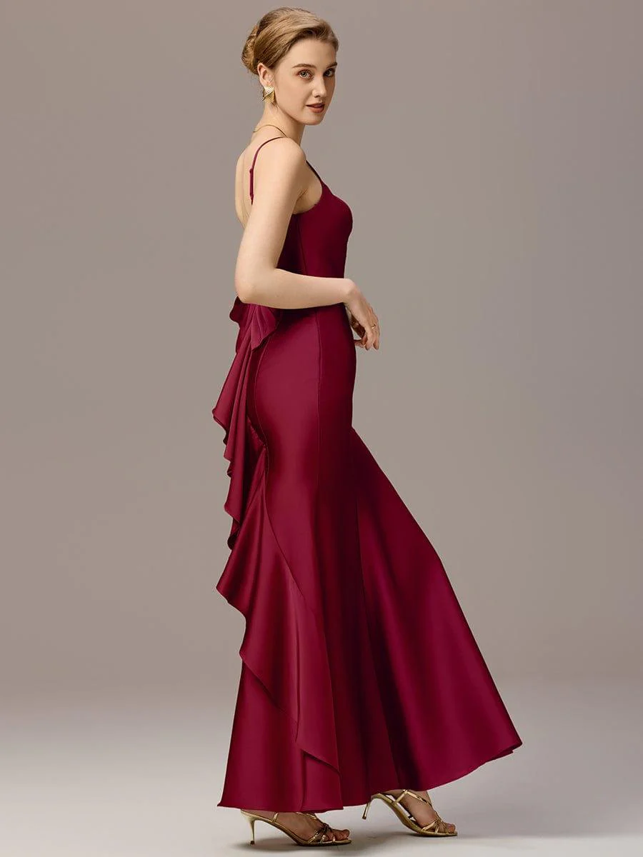 ever BELISSE|Designer Mermaid Bow Ruffled Satin Maxi Bridesmaid Dress - Image 17