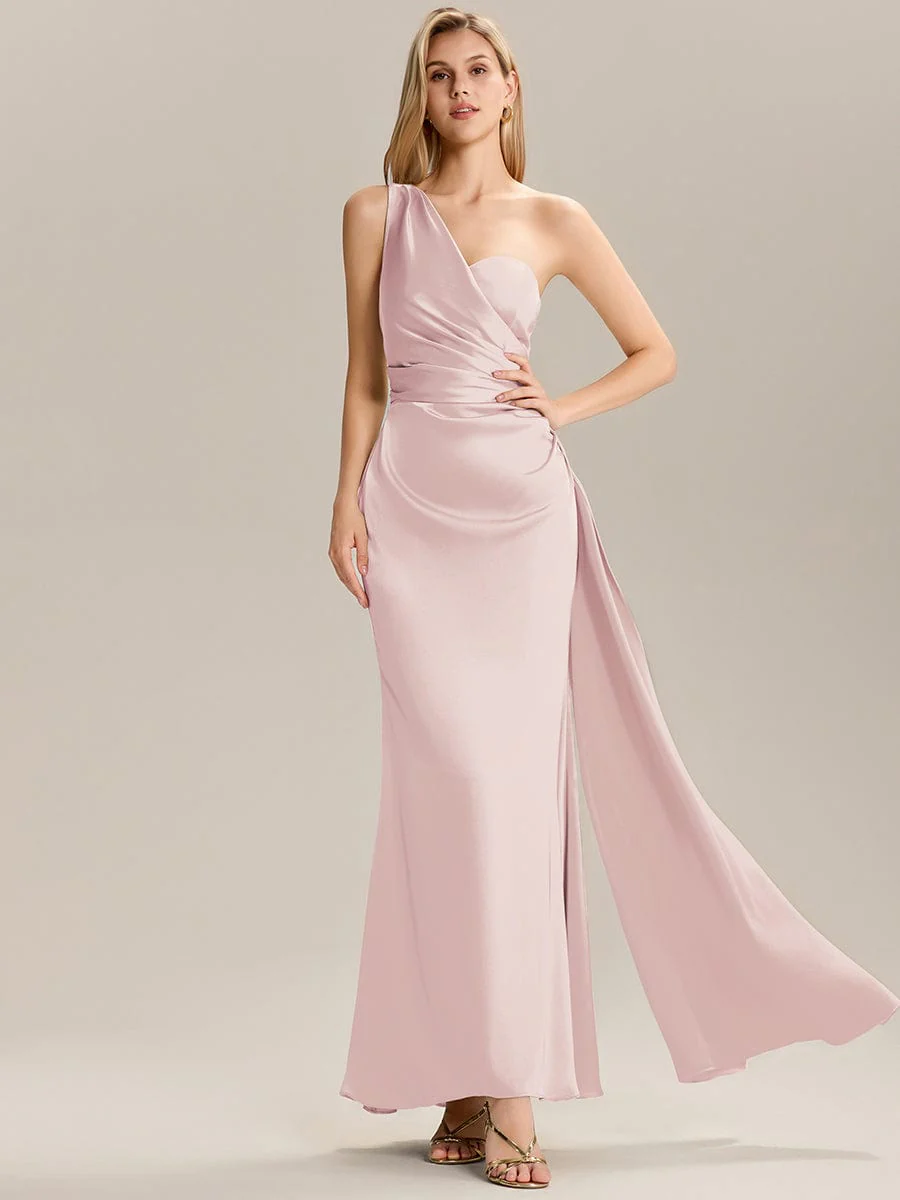 ever ARLENNA|One Shoulder Satin Bridesmaid Dress - Image 10