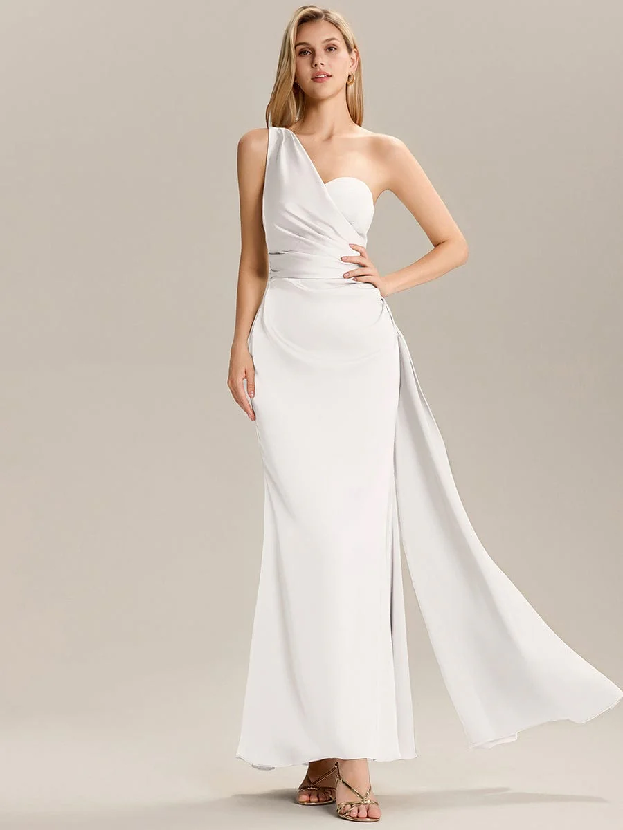 ever ARLENNA|One Shoulder Satin Bridesmaid Dress - Image 12