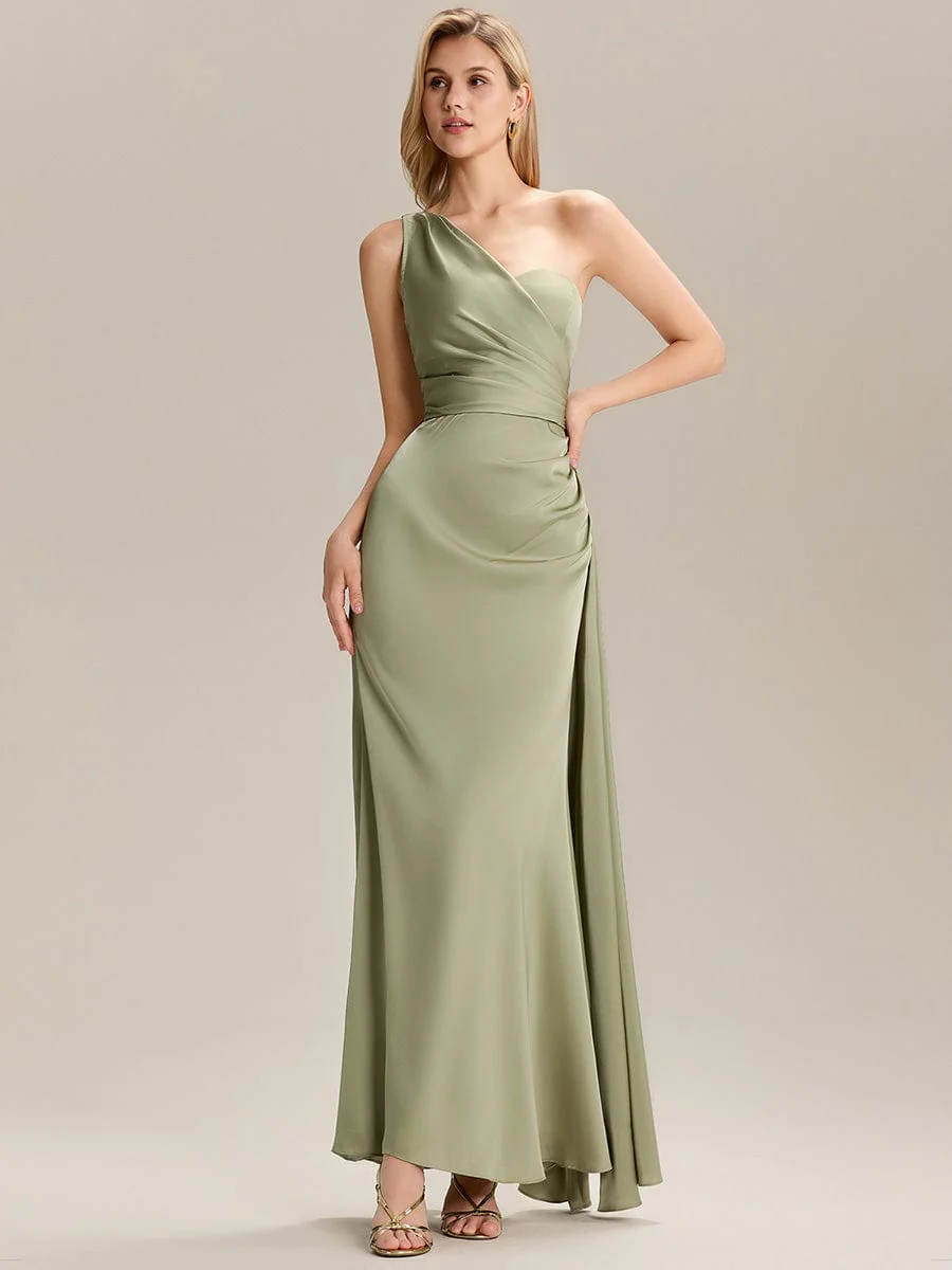 ever ARLENNA|One Shoulder Satin Bridesmaid Dress - Image 4