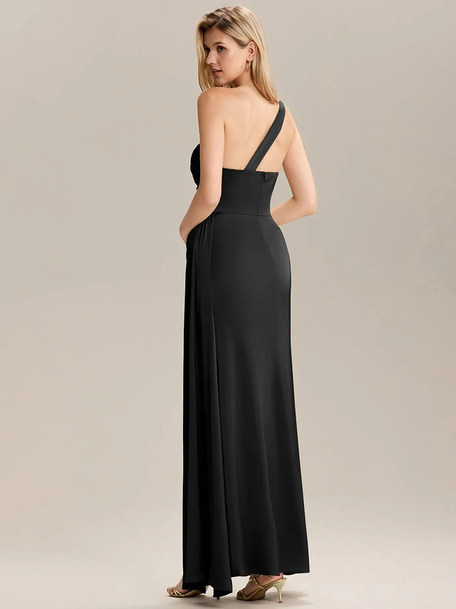 ever ARLENNA|One Shoulder Satin Bridesmaid Dress - Image 7