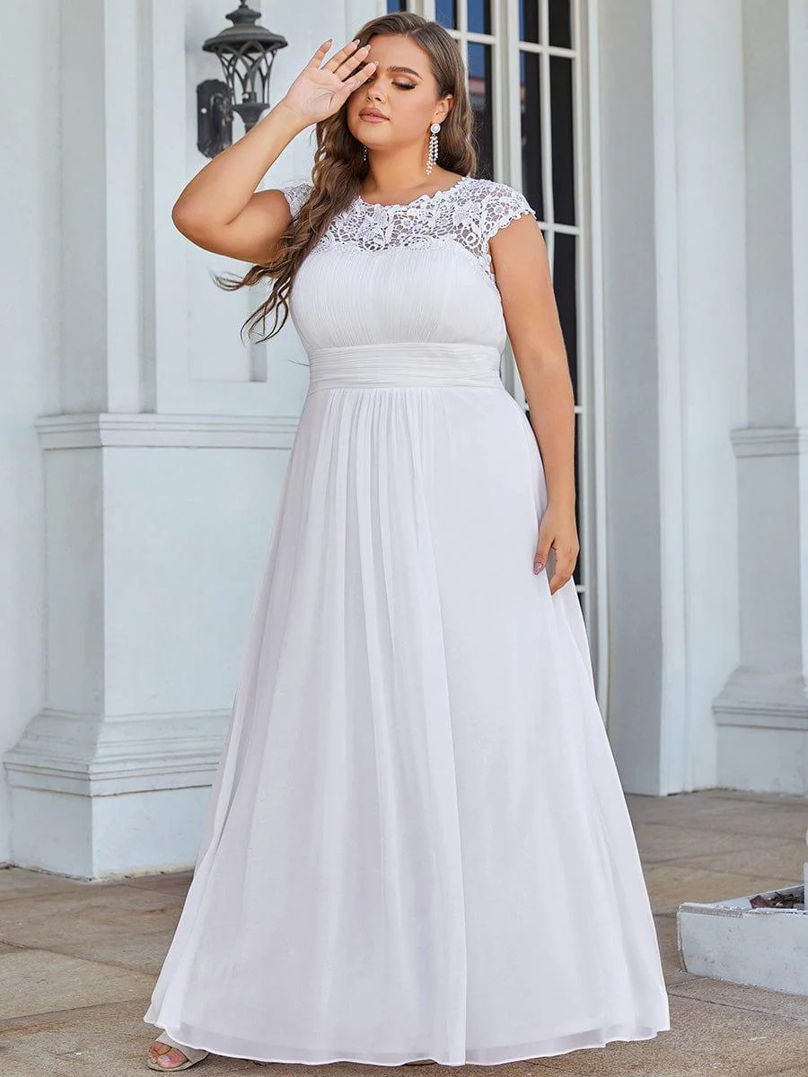 Plain Pleated Chiffon Wedding Dress with Lace Decorations(Final Sale) - Image 10