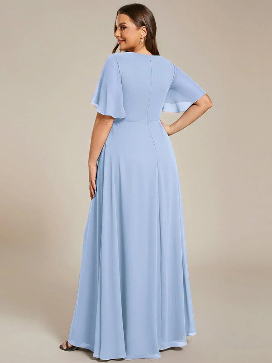 pretty IVYROSE|Plus Size Applique Short Sleeve A-Line Chiffon Evening Dress - Image 100