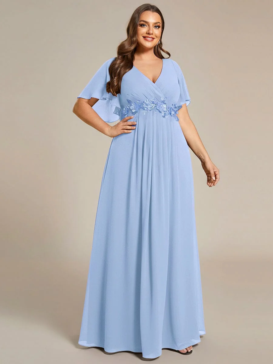 pretty IVYROSE|Plus Size Applique Short Sleeve A-Line Chiffon Evening Dress - Image 102