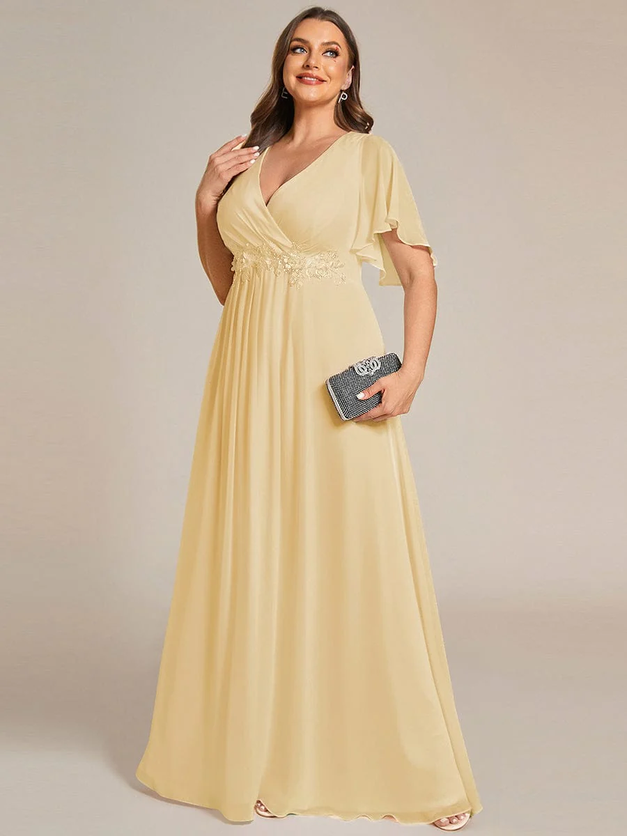pretty IVYROSE|Plus Size Applique Short Sleeve A-Line Chiffon Evening Dress - Image 106