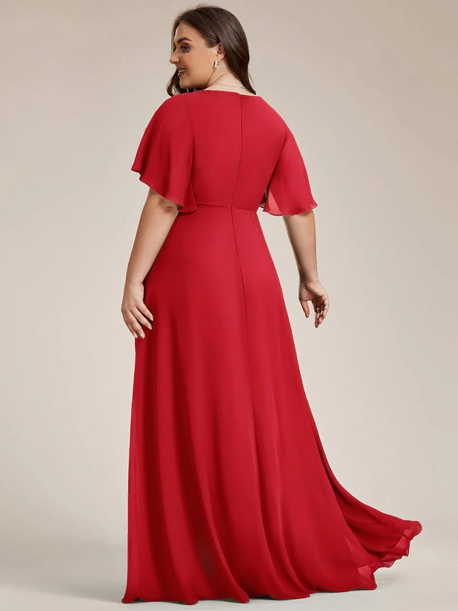 pretty IVYROSE|Plus Size Applique Short Sleeve A-Line Chiffon Evening Dress - Image 115