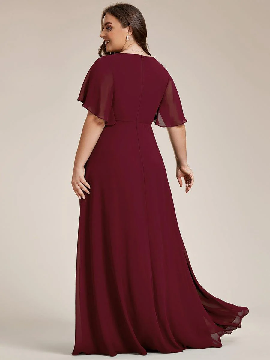 pretty IVYROSE|Plus Size Applique Short Sleeve A-Line Chiffon Evening Dress - Image 18