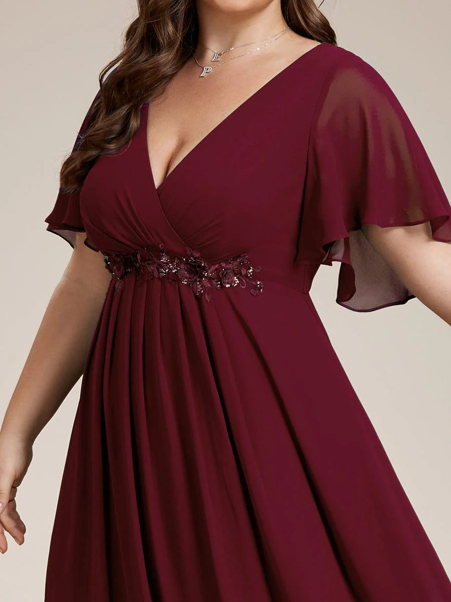 pretty IVYROSE|Plus Size Applique Short Sleeve A-Line Chiffon Evening Dress - Image 19