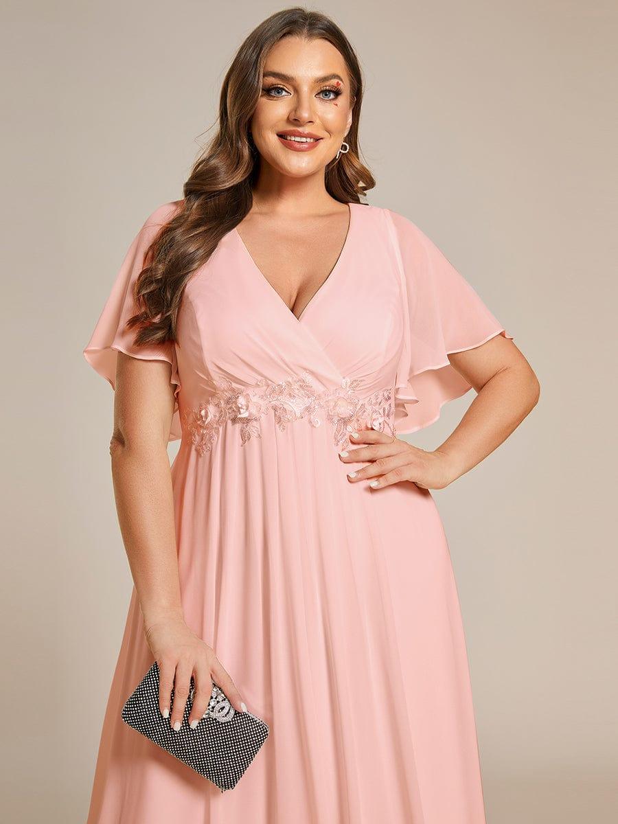 pretty IVYROSE|Plus Size Applique Short Sleeve A-Line Chiffon Evening Dress - Image 28