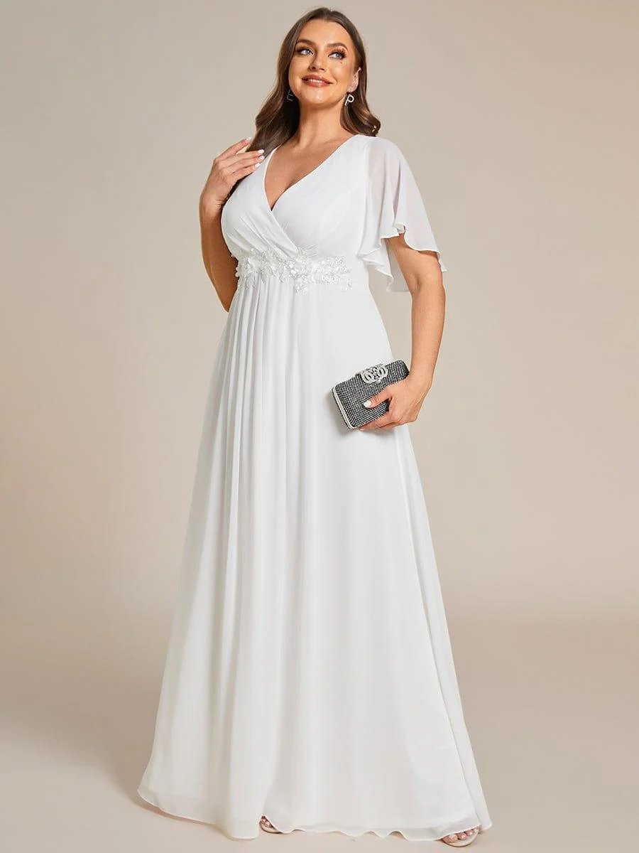 pretty IVYROSE|Plus Size Applique Short Sleeve A-Line Chiffon Evening Dress - Image 33