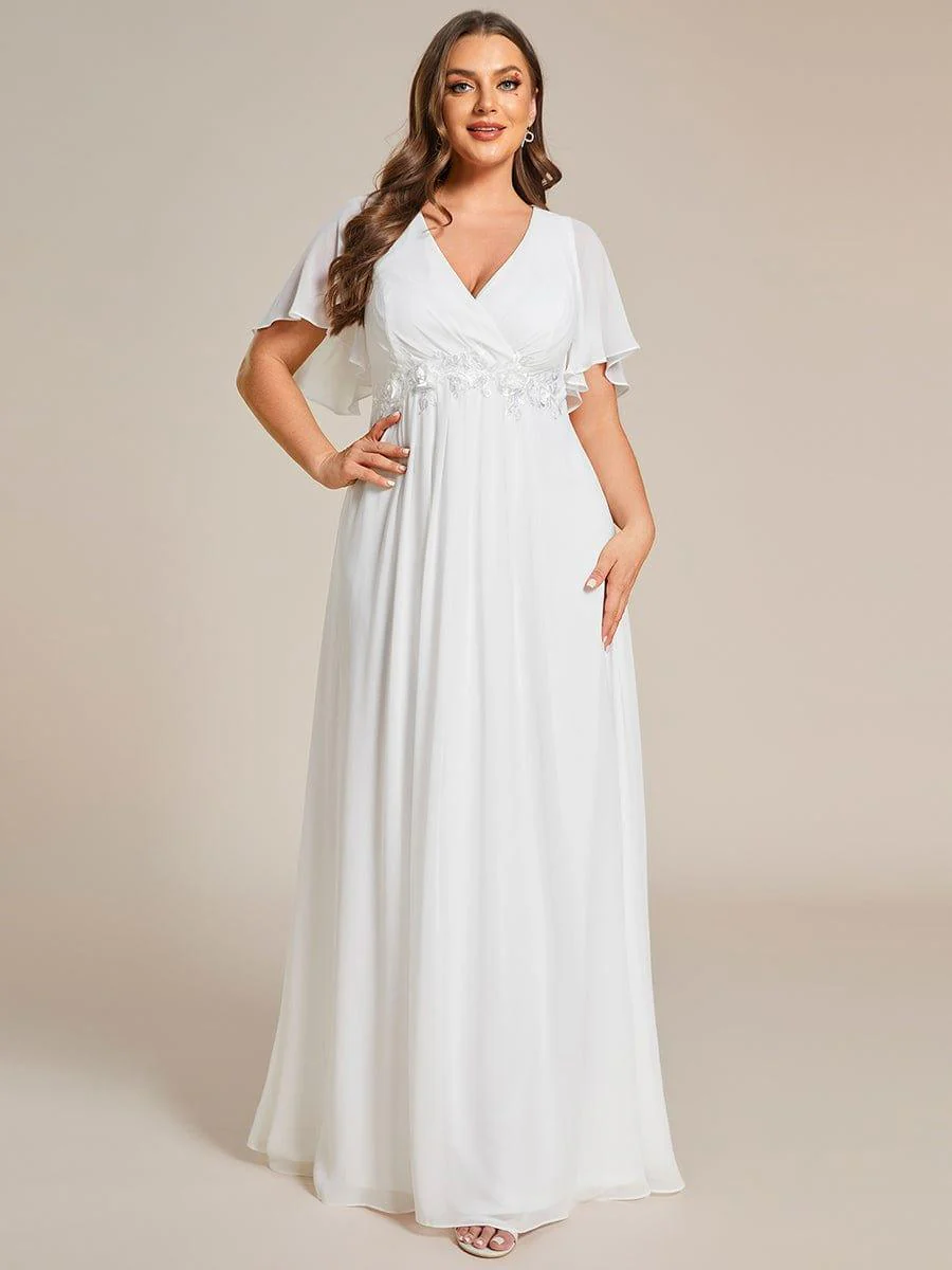 pretty IVYROSE|Plus Size Applique Short Sleeve A-Line Chiffon Evening Dress - Image 34