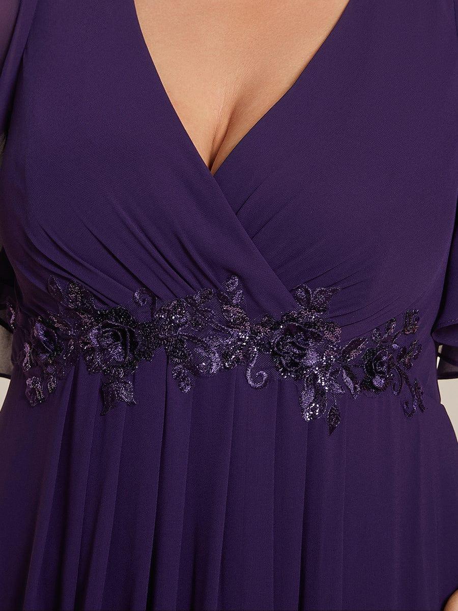 pretty IVYROSE|Plus Size Applique Short Sleeve A-Line Chiffon Evening Dress - Image 37