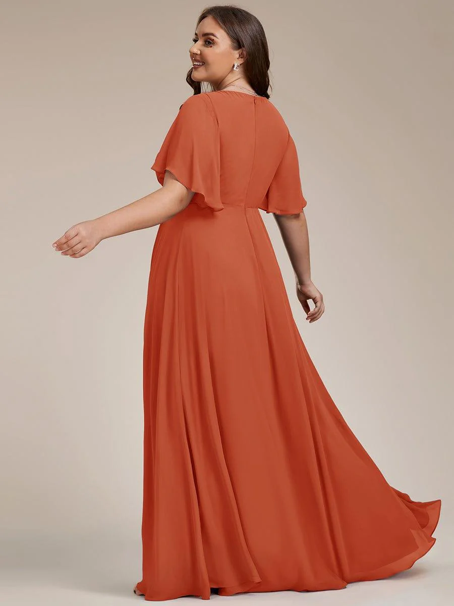 pretty IVYROSE|Plus Size Applique Short Sleeve A-Line Chiffon Evening Dress - Image 46