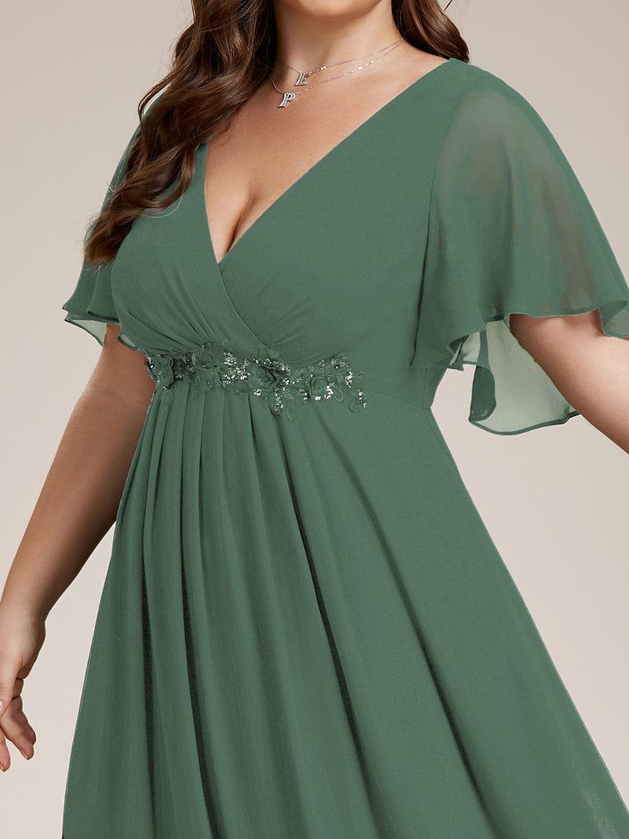 pretty IVYROSE|Plus Size Applique Short Sleeve A-Line Chiffon Evening Dress - Image 63