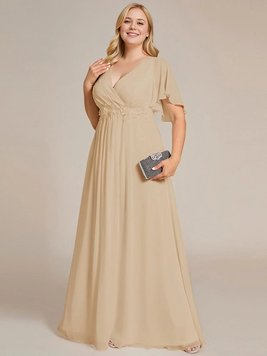 pretty IVYROSE|Plus Size Applique Short Sleeve A-Line Chiffon Evening Dress - Image 66