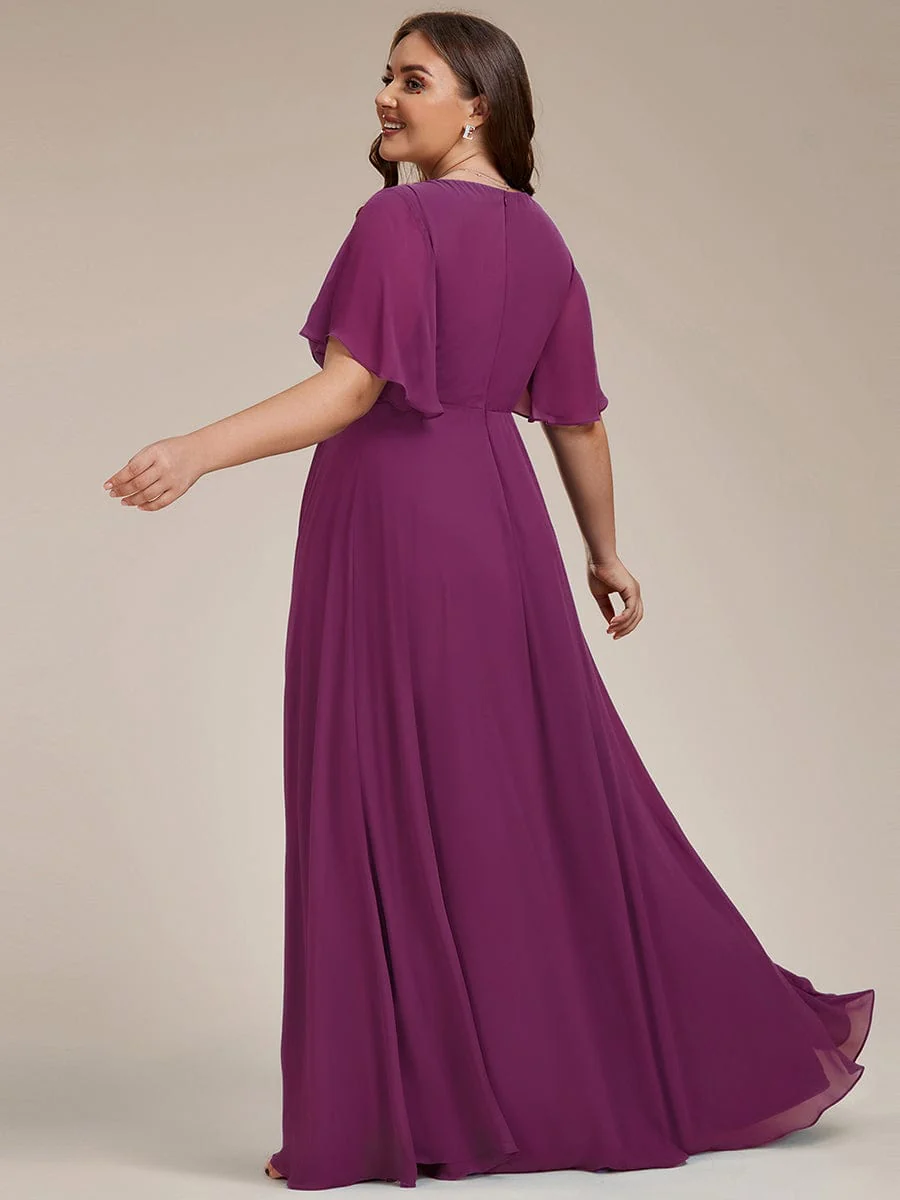 pretty IVYROSE|Plus Size Applique Short Sleeve A-Line Chiffon Evening Dress - Image 72