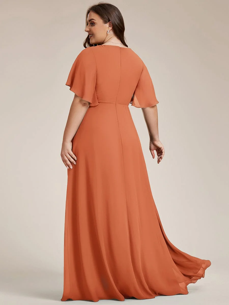 pretty IVYROSE|Plus Size Applique Short Sleeve A-Line Chiffon Evening Dress - Image 77