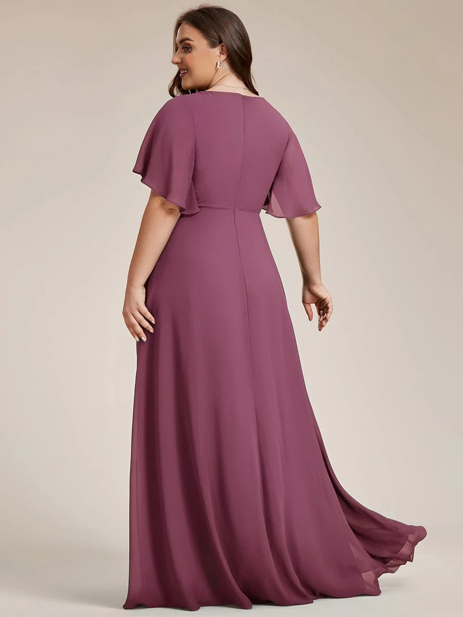 pretty IVYROSE|Plus Size Applique Short Sleeve A-Line Chiffon Evening Dress - Image 82