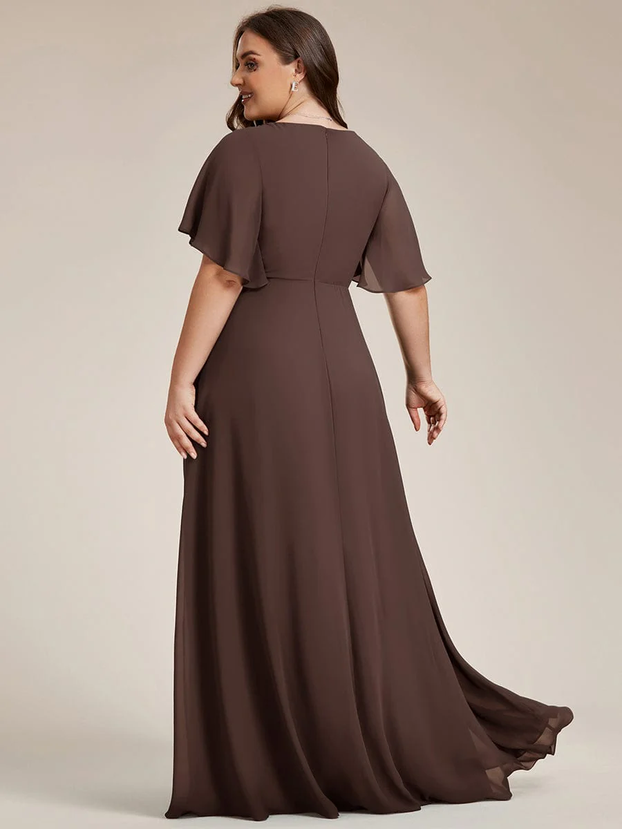 pretty IVYROSE|Plus Size Applique Short Sleeve A-Line Chiffon Evening Dress - Image 87