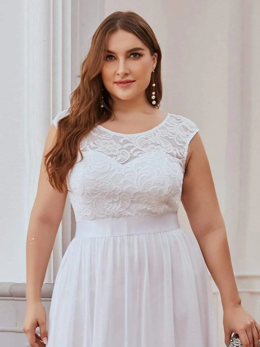 Plus Size Classic Round Neck V Back A-Line Chiffon Bridesmaid Dresses with Lace(Final Sale) - Image 24