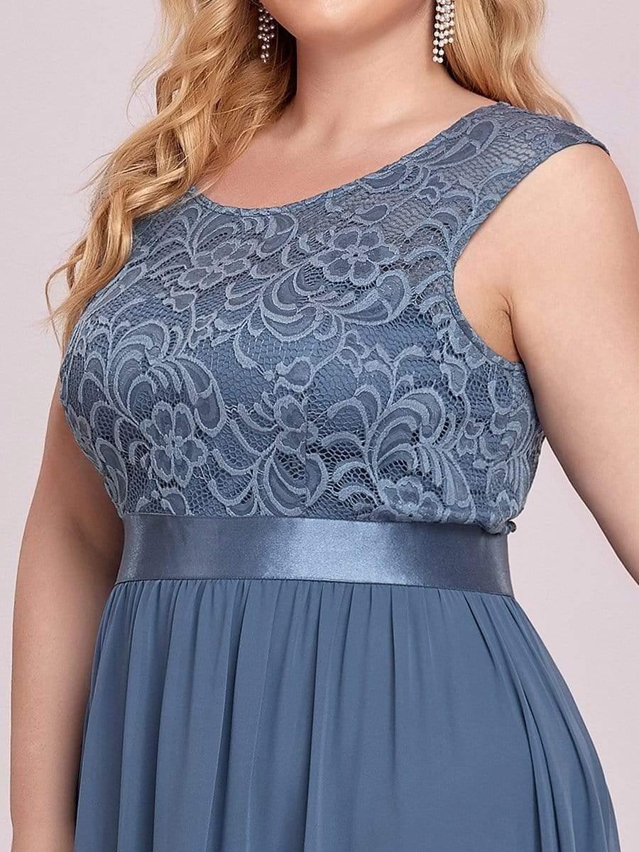 Plus Size Classic Round Neck V Back A-Line Chiffon Bridesmaid Dresses with Lace(Final Sale) - Image 39