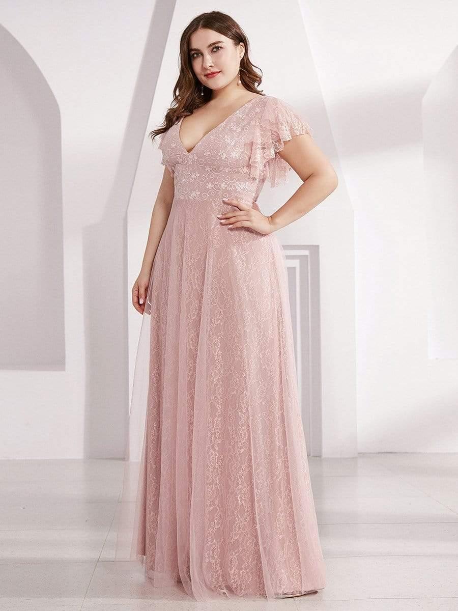Maxi Long Plus Size Lace Evening Dresses with Ruffle Sleeves - Image 10