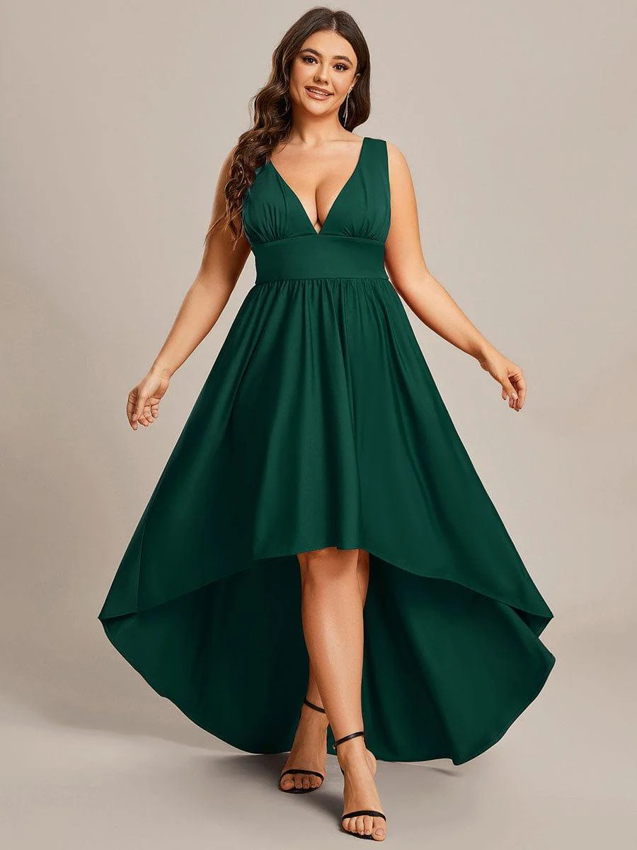 Plus Size Elegant High-Low Sleeveless Empire Waist Evening Dress(Final Sale) - Image 13