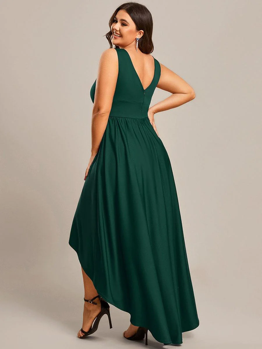 Plus Size Elegant High-Low Sleeveless Empire Waist Evening Dress(Final Sale) - Image 14