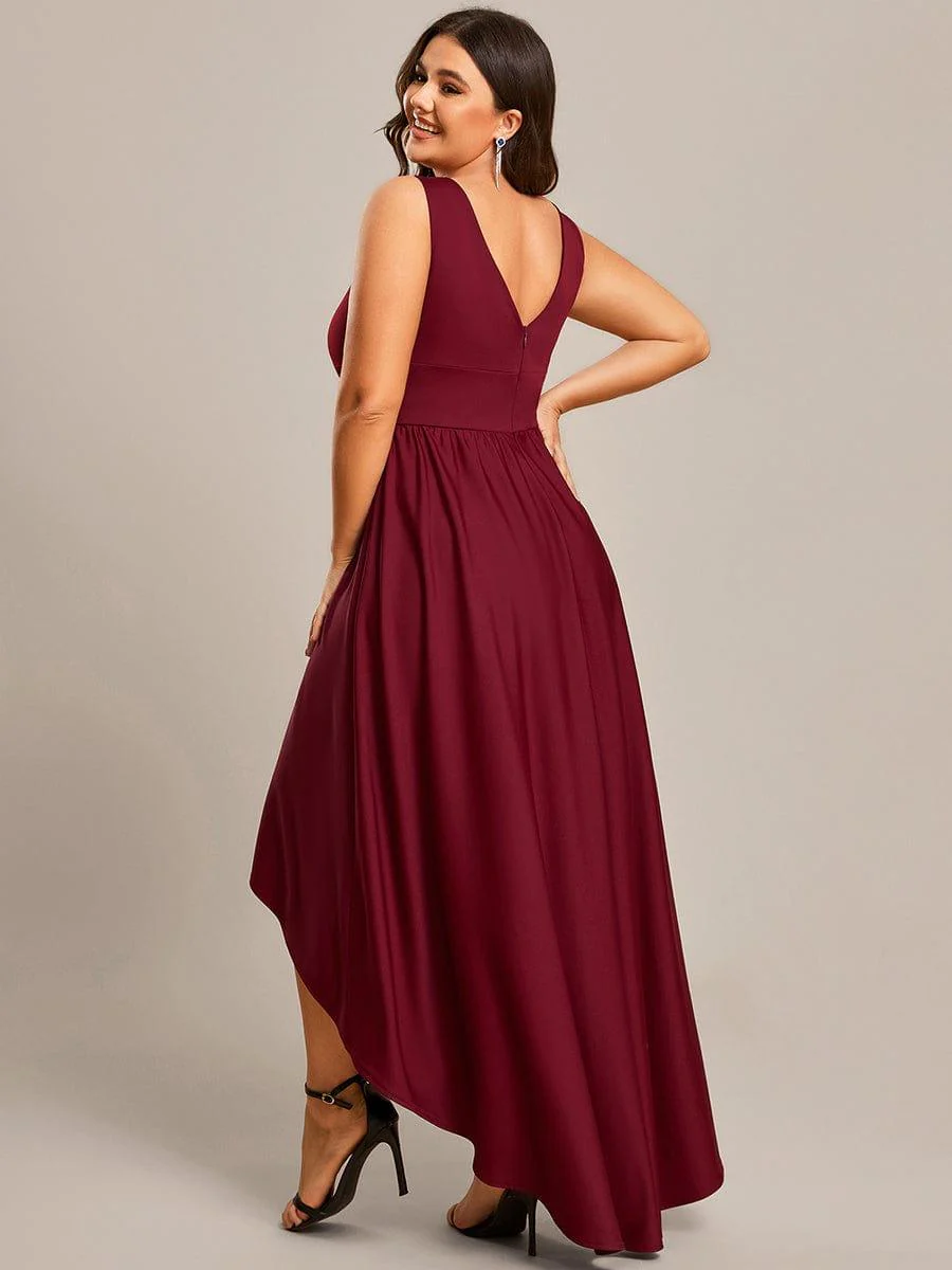 Plus Size Elegant High-Low Sleeveless Empire Waist Evening Dress(Final Sale) - Image 19